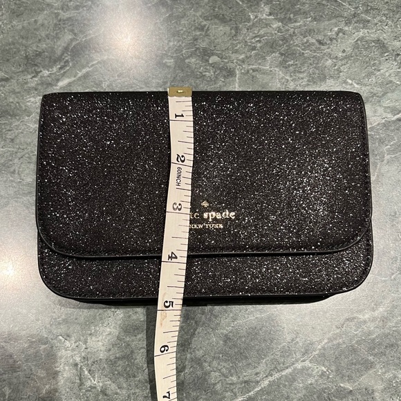 kate spade Bags Kate Spade Black Glitter Purse Clutch And Crossbody Style Nwot Removable